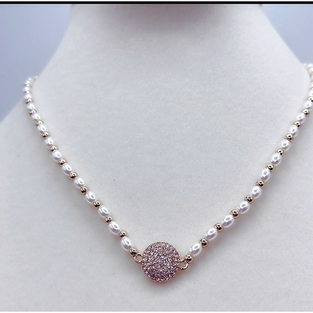 NWT Blanche & Co. fresh water pearl &  round CZ pendant necklace